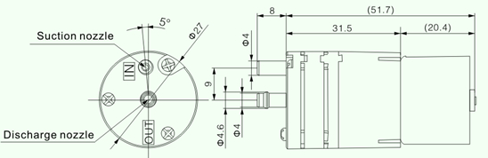Low Vibration Blood Pressure Air Pump , Dia 4mm 2.4L/M 100KPA