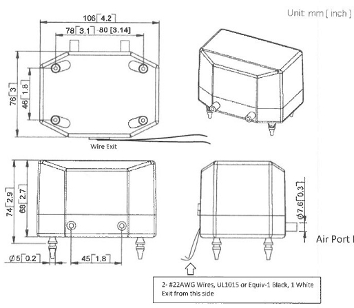 AC 12V Diaphragm Micro Air Pump For Gas Monitor 30KPA 15L/M
